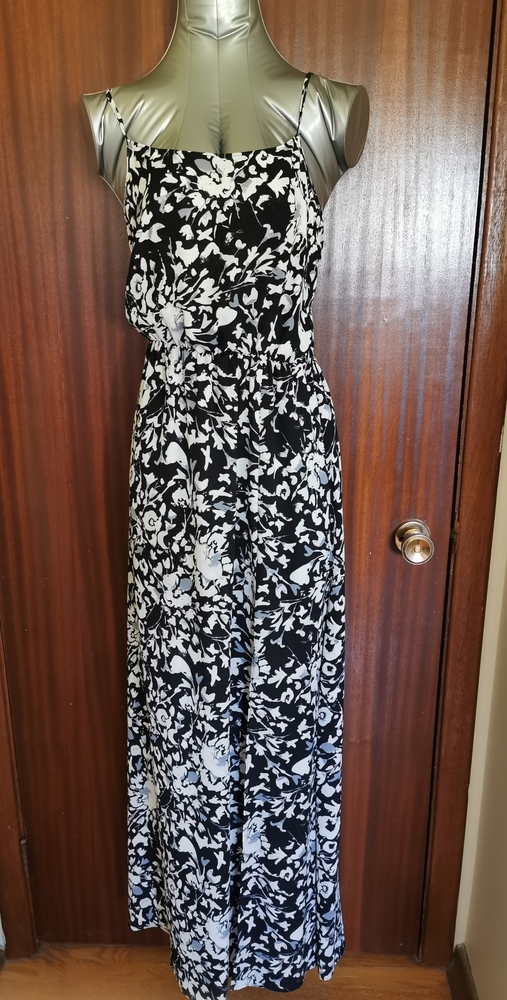 Leith Black & White Floral Cutout Dress